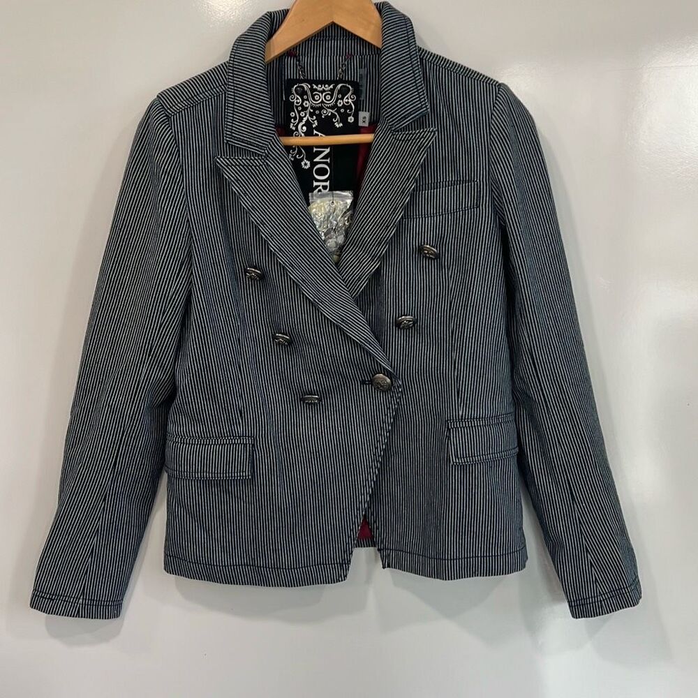 Anorak Striped Denim‎ Double Breasted Blazer XS
